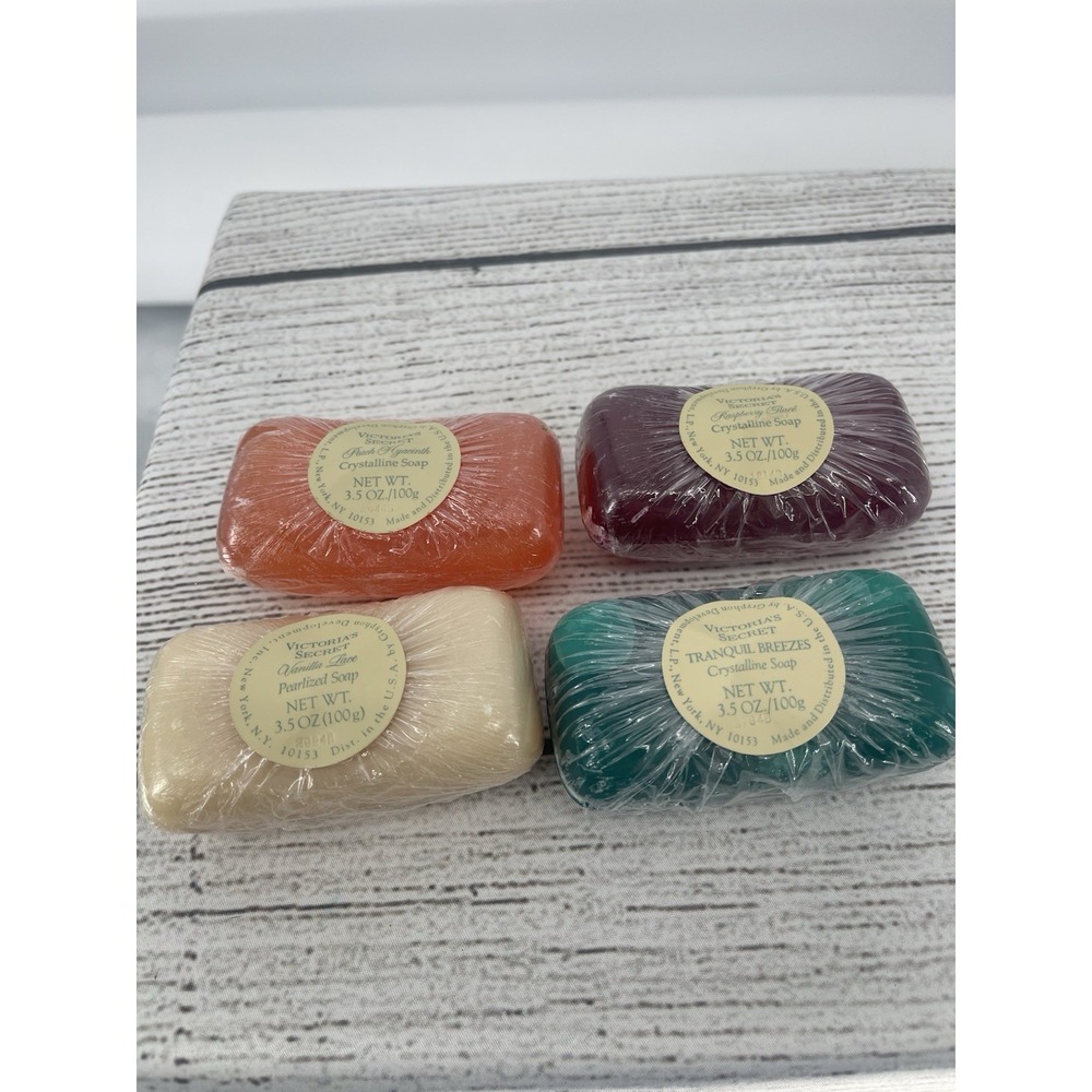 Victoria Secret Soap Lot 4 Peach hyacinth,Vanilla Lace, Tranquil Breezes,Rapberr